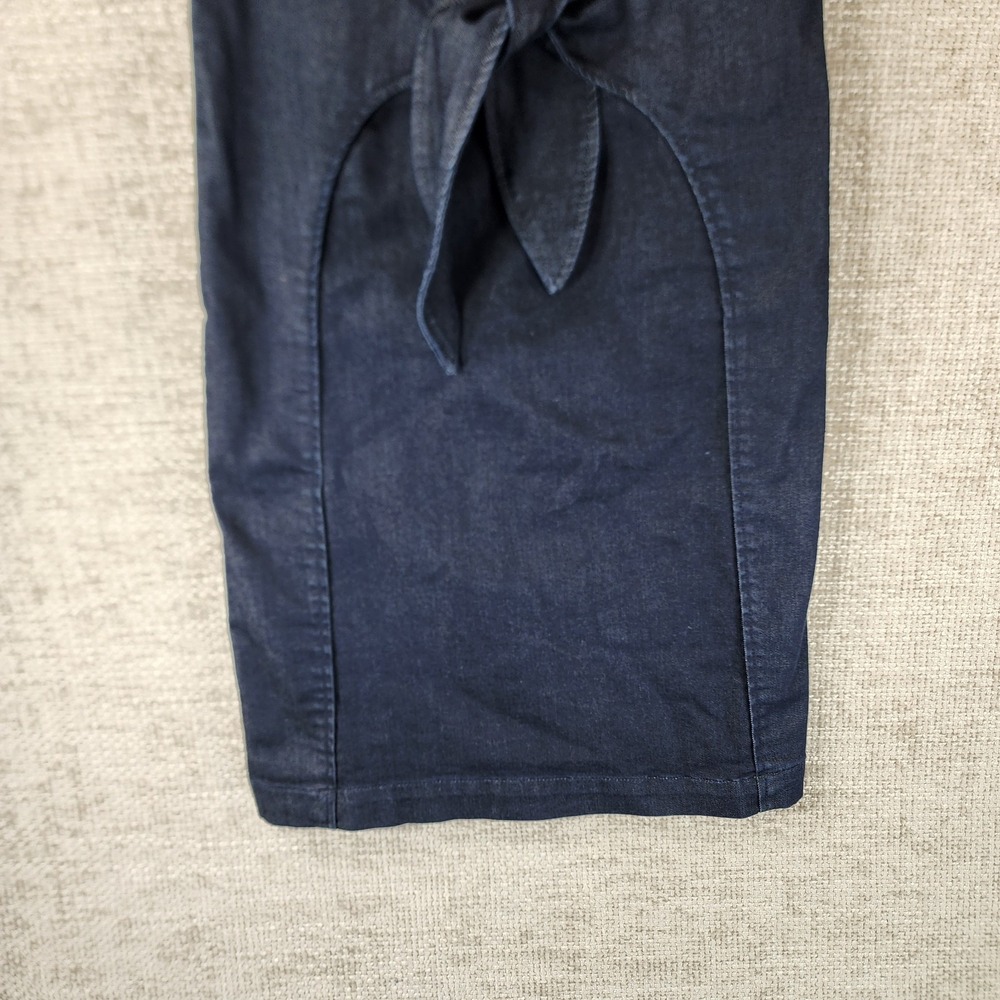 Holding Horses Anthropologie Clara Tie Front Denim Dress Womens 4 Dark Dye Blue - Picture 3 of 11
